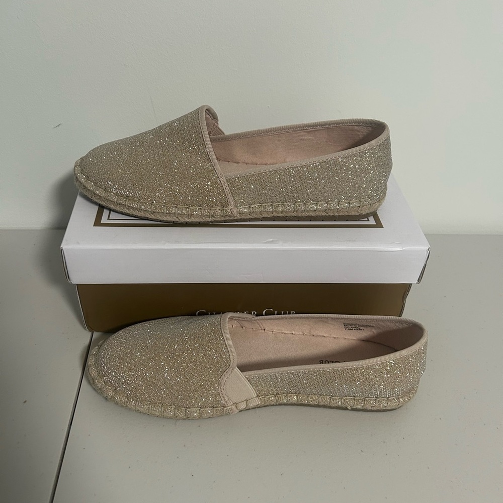 Charter Club Joeey Platino Slip On Shoes Women’s 7.5 Gold Sparkle